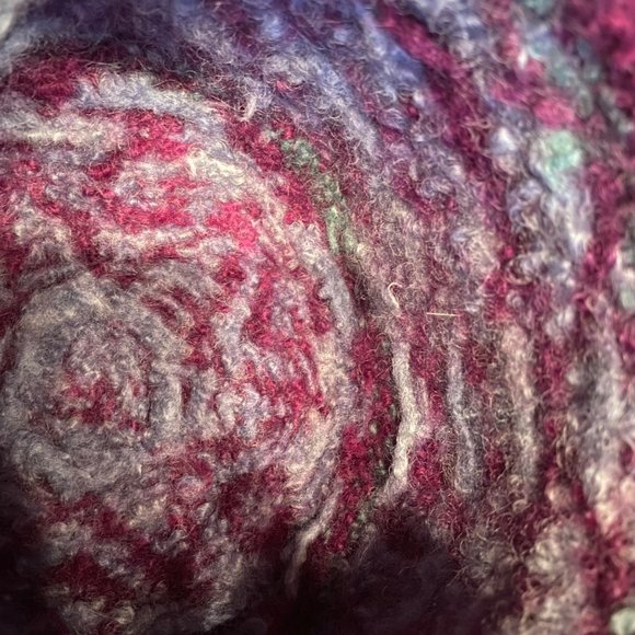 Handknit Felted Wool Childrens Hat Scandinavian Alpine Mulberry Purple Pattern - Picture 4 of 4